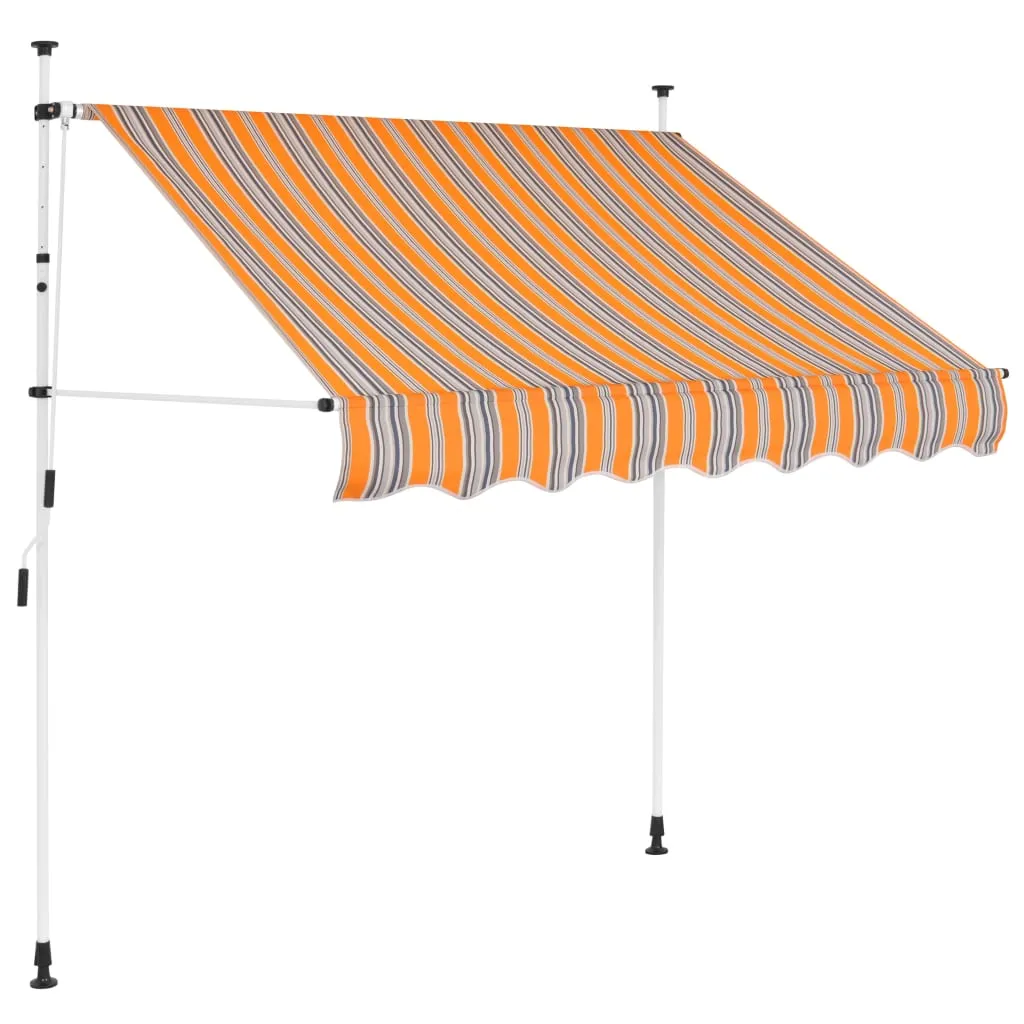 Einziehbare Markise Handbetrieben, Balkonmarkise ,Sonnenschutz für Terrasse 200 cm Gelb/Blau Gestreift